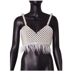 Sexy Accessories Women Bikini Pearl Chest chain Body Chain Jewelry Totally Hand-made Bra Fringed For Beach Nightclub Waist Chain