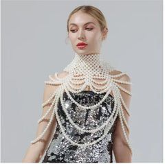 Sexy Accessories Women Bikini Pearl Chest chain Body Chain Jewelry Totally Hand-made Bra Fringed For Beach Nightclub Waist Chain