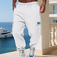 Men's Plush Thick Heavyweight American Workwear Sweatpants with Multiple Pockets Outdoor Jogging Pants Loose Casual Sports Pants