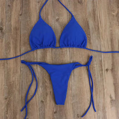Sexy Bikini Set For Women Summer Split Two-piece Brazilian Swimsuit Lace-up Bra And Thong Female Beachwear