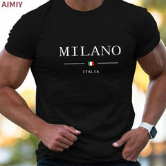 Man T Shirt Casual Oversized Sports Loose Plus Milano Print Clothing Comfortable Shopping Round Neck Short Sleeved T-Shirt Top