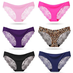 Women's Invisible Underwear Spandex Crotch Intimate Women Sexy Lace Panties Ladies Seamless Pantys Underpants Plus Size Lingerie
