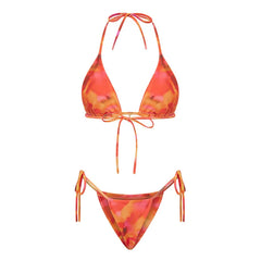 hirigin Women 2 Pieces Bikini Swimsuit Spaghetti Strap Top Tie Side Triangle G-Thong Bathing Suit Beach Holiday Swimwear
