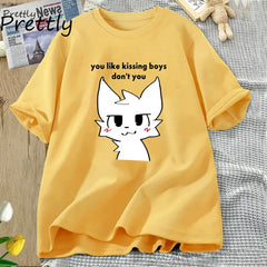 Boykisser Funny Furry Meme Graphic T Shirts Cotton Bisexual LGBTQ Pride T-shirt Csaual Kissing Boys Tee Shirt Clothing