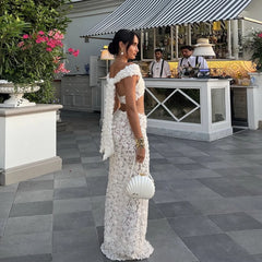 Sexy White Lace 3 pieces Bikinis Women Swimsuit 2024 Swimwear Bathing Suit Beachwear With Lace Skirt Bikini Set Biquini female