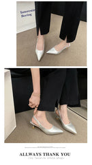 Fashion Female Shoes 2025 New Women's Pumps Solid Color Simple Mid Heel Shoes Sexy Pointed Toe Slingback Elegant Dress Shoes