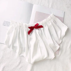 Hot Sale Fashion Women Silk Satin Solid Lingerie Pajamas Bottom Underwear Underpants Shorts Brief Solid Color Bow Underpants