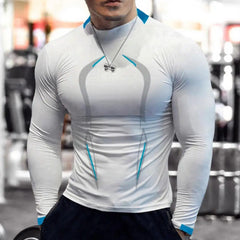 Men Workout Long Sleeve T-shirt Gym Shirt Round Neck Slim Fit T-shirt Sweat Absorption Workout Tees Quick Dry Sports T-shirts