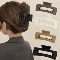 סט 4 יחידות לנשים, טופר שיער, סגנון פשוט, צבע אחיד, קליפסים גדולים לשיער, קליפסים מרובעים, מלבניים, אביזרי שיער אופנתיים