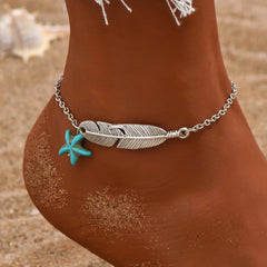 Minimalist Design Bohemian Style Summer Beach Women's Foot Chain Starfish Bead Shaped Women's Party Banquet Fashion Accessories