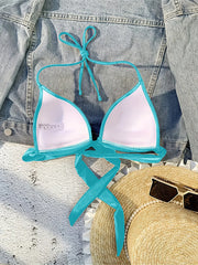 XS - XL Sexy 4 Colors Bra Cup Halter Bikini Top Female Swimsuit Women Swimwear Bather Bathing Suit Swim Solid Beach Top K7019