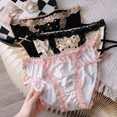 Sexy Thin Underwear Women's Panties Lace Briefs Hollow Ice Silk Underwear for Women Soft Comfortable Mid Waist Breathable