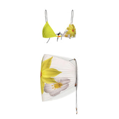 3 Piece Bikini Set With Mini Skirt Women Swimsuit 2025 Swimwear Sexy Bikini Push Up Beachwer Bathing Suit Print Biquini Female