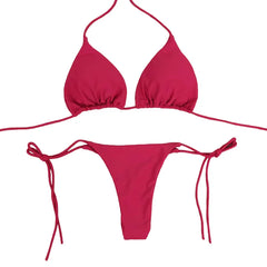 Sexy Bikini Set For Women Summer Split Two-piece Brazilian Swimsuit Lace-up Bra And Thong Female Beachwear