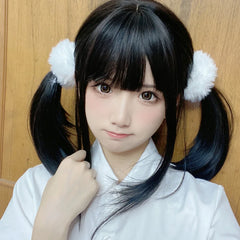Anime-Accessoires, weißer Pelzhaarring, japanischer Lolita-Stil, doppelter Pferdeschwanz, Haarschmuck, Haarband, Kawaii-Accessoires