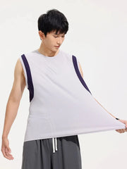 Summer Men's Sleeveless T-Shirt Simple Design Outdoor Fashion Sports Round Neck Vest Top Loose Breathable Quick Dry Male Clothes