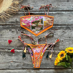 2025 New Sexy Bikini Women Print Brazilian Bikini Set Halter Backless Swimsuit Swim Wear Biquini Dot biquini female