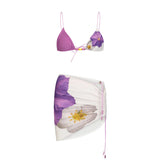 3 Piece Bikini Set With Mini Skirt Women Swimsuit 2025 Swimwear Sexy Bikini Push Up Beachwer Bathing Suit Print Biquini Female