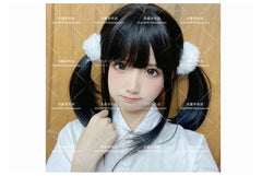 Anime-Accessoires, weißer Pelzhaarring, japanischer Lolita-Stil, doppelter Pferdeschwanz, Haarschmuck, Haarband, Kawaii-Accessoires