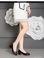 Soft Leather Office Work Shoes Women's Four-season Versatile Medium Heel Shoes Thick Heel Shallow Professional Leather Shoes