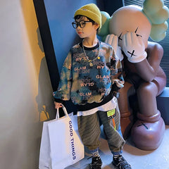 Children's Clothing Boys Spring And Fall New Version Of The Korean Version Fashionable Fashionable Gradient Casual Sweater Boy