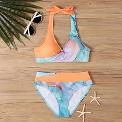 Bikini Sport Style Split Printing Damen Strandbekleidung Zweiteiler High Waist 2025 Damen Badeanzug Strandbekleidung trajes de baño mujer