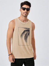 2024 Men's Summer O-neck Vest Breathable Coconut Leaf Print Sports Fitness Vest Quick Dry Hawaiian Sleeveless Vest For Men
