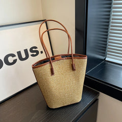 Summer Beach Bags For Women Handmade Rattan Woven Shoulder Bags Large Capacity Straw Bag Bohemian Casual Travel Handbag Totes