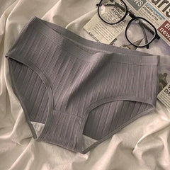 Damen-Baumwollunterwäsche, sexy im japanischen Stil, mittelhoher Bund, schlicht, atmungsaktiv, bequem, nahtlos.