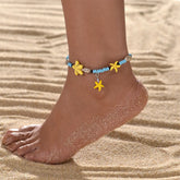 Boho Starfish Conch Beaded Anklets For Women Chains Adjustable Ankle Bracelet Beach Seasides Jewelry Summer Vacation Accessories