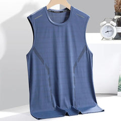 Cooling Technology Tank Top Men Vest Ice Silk Sport Vest O Neck Loose Fit Solid Sleeveless Sweat Absorption Quick Dry Tank Top