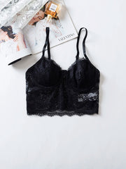 Women Sexy Lace Bras Top Solid Color Underwear Vest Hollow Out Tight Lingerie Crop top Comfortable Breathable Bralette Vest