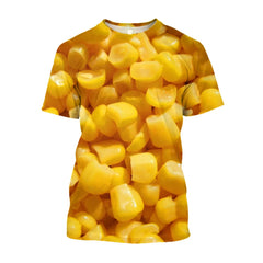 Fashion Casual Oversized Fun Corn graphic t shirts For Men Summer Trend Leisure Personality harajuku Printed Round Neck Tees Top