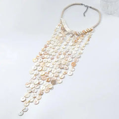 Bead Handmade Woven Shell Tassel Necklace Summer Beach Style Multi-layered Collarbone Chain Women's Fashion Jewelry Accessories