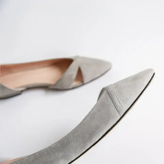 Women Flats Pink Black Pure Color Plus Small Size 35 Large 41 42 43 44 Suede Leather Pointed Toe Office Lady Flat Heel Shoes