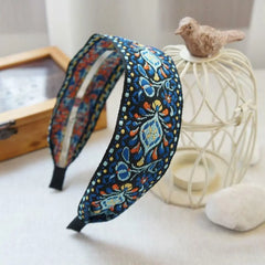 Breiter Turban für Damen, Haaraccessoires, Kopfbedeckungen, bestickte Haarreifen, Haarbänder, Stirnbänder, Kopftücher