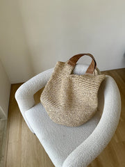 Women Beach Vintage Handmade Woven Shoulder Bag Raffia Rattan Shopping Bags Bohemian Ladies Summer Travel Vacation Casual Totes