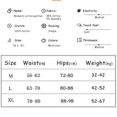 5Pcs/Set Cotton Underwear For Women Female Panties Cute Love Girl's Briefs Mid Waist Seamless Breathable Underpants Lingerie