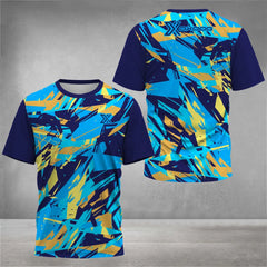 Fashion 3D Tie-Dye Print T Shirt For Men Summer Quick Dry Short Sleeve Outdoor Tennis Sports T-Shirt Casual Breathable Loose Top
