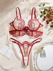 Lingeries Sexy Hot Women Underwear Ultra Thin Bra and Panty Set Delicate Embroidery Romantic See Through Lingerie Lace Sexy Sets