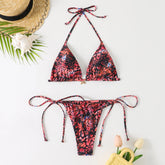 hirigin Damen 2-teiliger Bikini-Badeanzug mit Spaghettiträgern, seitlichem Triangel-Schnitt und String-Tanga – ideal für Strand und Urlaub