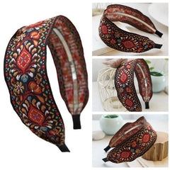 Breiter Turban für Damen, Haaraccessoires, Kopfbedeckungen, bestickte Haarreifen, Haarbänder, Stirnbänder, Kopftücher