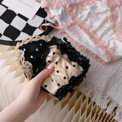 Sexy Thin Underwear Women's Panties Lace Briefs Hollow Ice Silk Underwear for Women Soft Comfortable Mid Waist Breathable