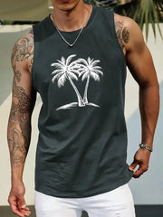 Summer Men's Simple American Flag Printed Sleeveless Round Neck Vest Daily Sports Fitness Fashion Sleeveless Clothing S-5XL