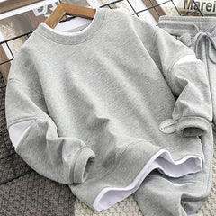 Boys Suit Sweatshirts +Pants Cotton 2Pcs/Sets 2022 Solid Spring Autumn Sports Sets Teenagers Tracksuit Children Clothing
