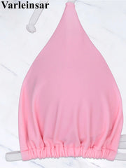 S - XL Sexy Halter Strappy High Cut Bikini Women Swimwear Female Swimsuit Two-pieces Bikini set Bather Bathing Suit Swim V6244