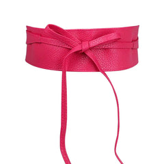 Dress Accessories for Female Soft Leather Dress Belt Elegant Bow Belt Ladies Girls Belt Wide Self Tie Wrap Around Waist Band