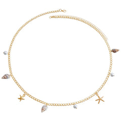 Fashion Bohemian Waist Chain Sea Star Starfish Shell Pendant Shell Waist Link Beach Bikini Alloy Jewelry Accessories for Women