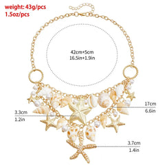 Fashion Bohemian Waist Chain Sea Star Starfish Shell Pendant Shell Waist Link Beach Bikini Alloy Jewelry Accessories for Women