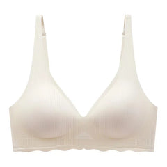Cool Underwear for Women with Thin Cup Without Marks and Breathable Beauty Back Gathering One-piece Deep V Soft Support Bra